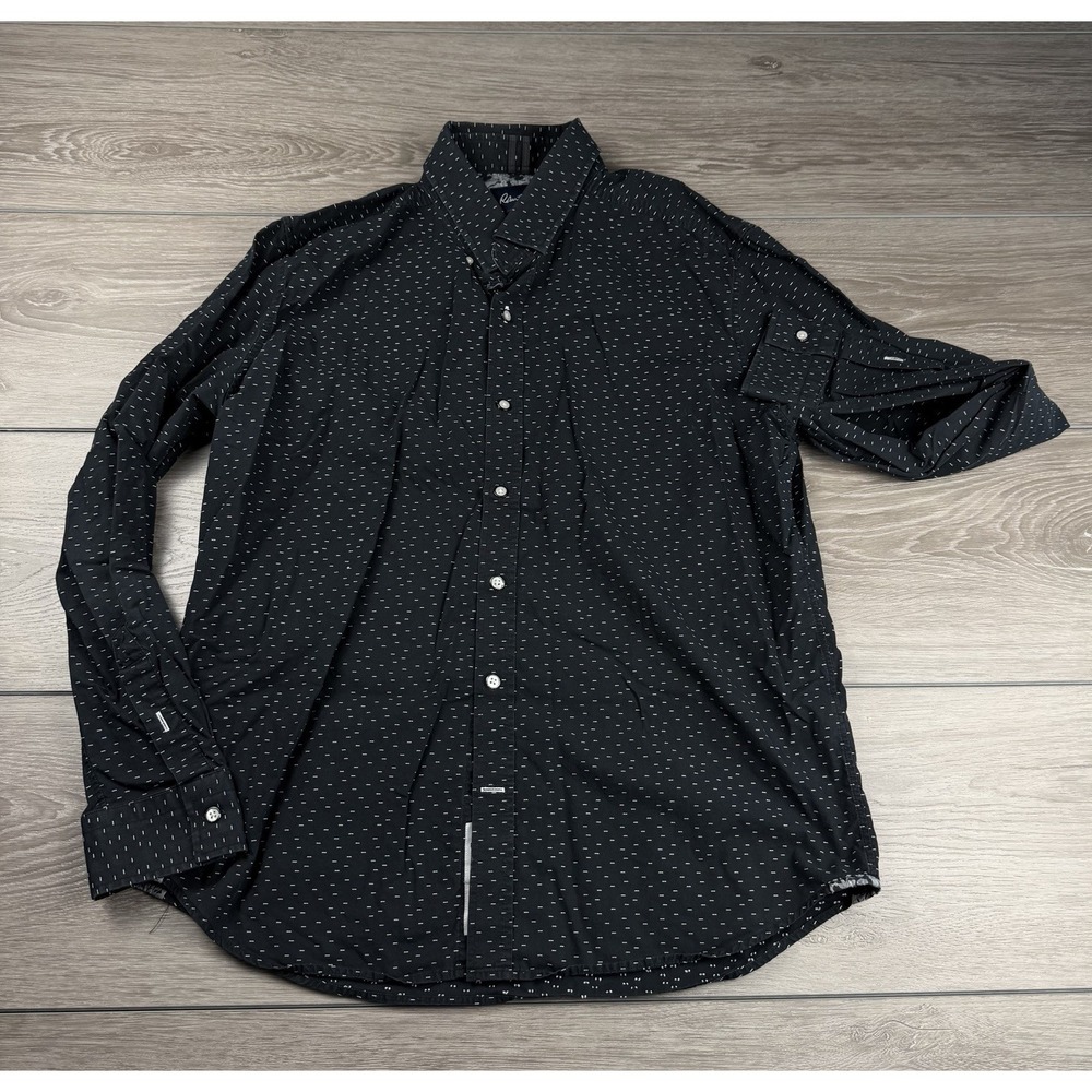 Robert Graham Men's Modern Americana Patterned Button Up Shirt Black XL Read - Picture 2 of 11